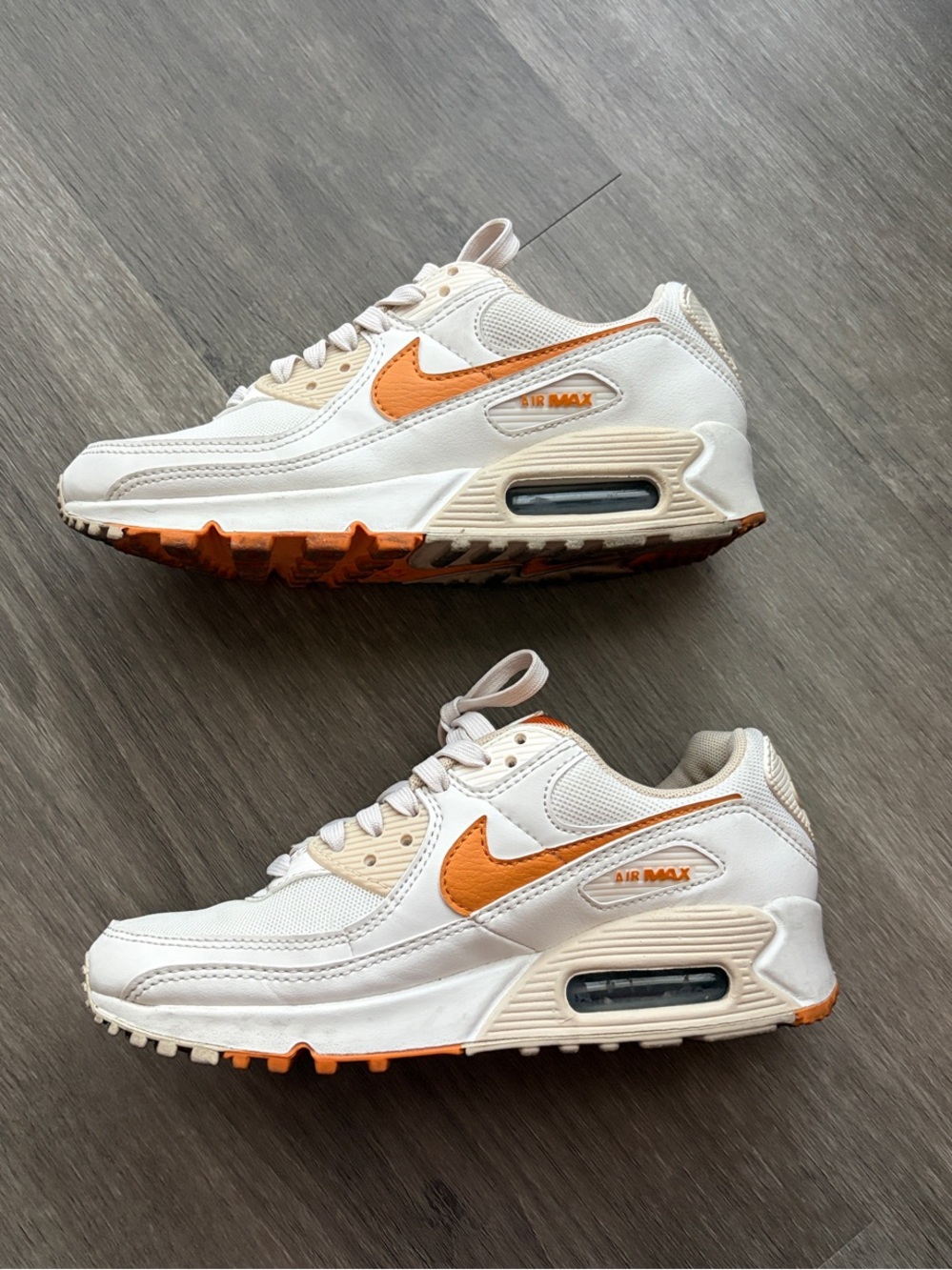 Nike White and Orange Air Max Sneakers